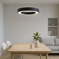 LAMPAMI - żyrandol ledowy czarny nowoczesny, duży nowoczesny żyrandol do salonu, żyrandol do salonu dający dużo światła, lampa wisząca nad stół w jadalni, żyrandol wiszący nowoczesny Union Czarny 40W LED