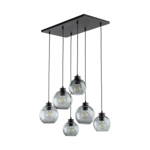 Żyrandol do salonu czarny wiszący 175 cm szklane kule grafitowe 6xE27 CUBUS GRAPHITE 