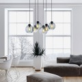 LAMPAMI - żyrandol do salonu czarny wiszący,  szklane kule, bardzo duża lampa wisząca, żyrandol do salonu loftowy, żyrandol do sypialni, żyrandol do jadalni nad stół CUBUS GRAPHITE 6