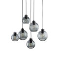 LAMPAMI - żyrandol do salonu czarny wiszący,  szklane kule, bardzo duża lampa wisząca, żyrandol do salonu loftowy, żyrandol do sypialni, żyrandol do jadalni nad stół CUBUS GRAPHITE 6