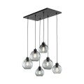 LAMPAMI - żyrandol do salonu czarny wiszący,  szklane kule grafitowe, bardzo duża lampa wisząca, żyrandol do salonu loftowy, żyrandol do sypialni, żyrandol do jadalni nad stół CUBUS GRAPHITE 6