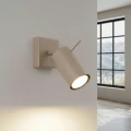 LAMPAMI - kinkiet ścienny do czytania regulowany, kinkiet na przedpokój, lampa ścienna na klatkę schodową, kinkiet do pokoju młodzieżowego, oświetlenie nad łóżkiem, beżowa lampa ścienna RING sollux