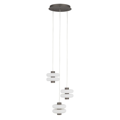 LAMPAMI - lampa do salonu ledowa potrójna, lampa wisząca nad stół w jadalni, lampa do jadalni, lampa do salonu, żyrandol ledowy nowoczesny potrójny LUNARI LED NOWODVORSKI