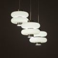 LAMPAMI - lampa do salonu ledowa potrójna, lampa wisząca nad stół w jadalni, lampa do jadalni, lampa do salonu, żyrandol ledowy nowoczesny potrójny LUNARI LED NOWODVORSKI