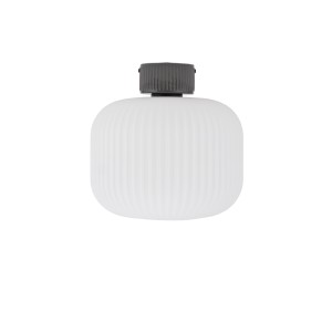 Lampa sufitowa do sypialni, salonu, korytarza szkło ryflowane białe z szarym 1xE27 AURORA