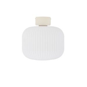Lampa sufitowa do sypialni, salonu, korytarza szkło ryflowane białe z beżowym 1xE27 AURORA