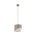 LAMPAMI - lampa sufitowa wisząca beżowa, żyrandol pojedynczy, lampa do sypialni nowoczesna, lampa wisząca nad stół w jadalni, ładna lampa do salonu ELBRUS LINEN 200