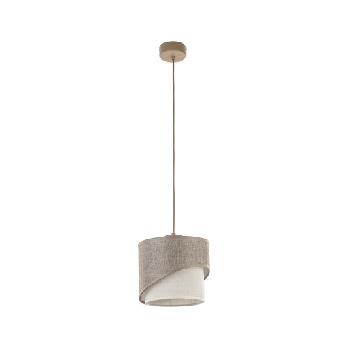 LAMPAMI - lampa sufitowa wisząca beżowa, żyrandol pojedynczy, lampa do sypialni nowoczesna, lampa wisząca nad stół w jadalni, ładna lampa do salonu ELBRUS LINEN 200