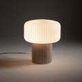 LAMPAMI - lampka nocna stojąca szkło ryflowane, lampka nocna do sypialni stojąca, lampka nocna beżowa TIKA NOWODVORSKI