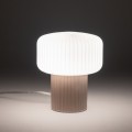 LAMPAMI - lampka nocna stojąca szkło ryflowane, lampka nocna do sypialni stojąca, lampka nocna beżowa TIKA NOWODVORSKI