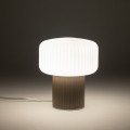 LAMPAMI - lampka nocna stojąca szkło ryflowane, lampa nocna stojąca, lampka nocna do sypialni stojąca, lampa do salonu na komodę, lampa modern classic, lampka stojąca TIKA NOWODVORSKI