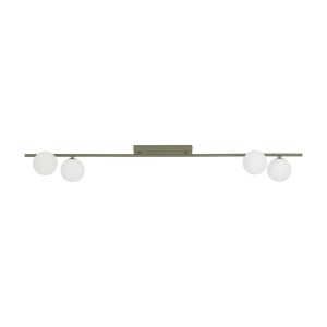 Podłużna lampa sufitowa wielopunktowa klosze białe kule 4xG9 IMELO OLIVE