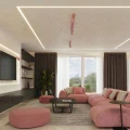 LAMPAMI - różowa lampa sufitowa ruchoma listwa, lampa przysufitowa, tuby sufitowe, lampa do pokoju dziewczynki, lampa do sypialni, plafon sufitowy RING 2 różowy sollux