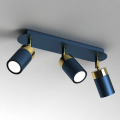 LAMPAMI - lampa sufitowa ruchoma potrójna spot, oświetlenie sufitowe w kuchni, oświetlenie na przedpokój, oświetlenie nad kanapą w salonie, lampa sufitowa nowoczesna, tuby sufitowe niebieskie JOKER NAVY BLUE/GOLD