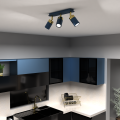 LAMPAMI - lampa sufitowa ruchoma potrójna spot, oświetlenie sufitowe w kuchni, oświetlenie na przedpokój, oświetlenie nad kanapą w salonie, lampa sufitowa nowoczesna, tuby sufitowe niebieskie JOKER NAVY BLUE/GOLD