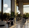 LAMPAMI - pojedyncza lampa wisząca kula biała, stylowa lampa do salonu, biała lampa wisząca do sypialni przy łóżku, lampa do jadalni nad stół, lampa do pokoju, lampa sufitowa wisząca Jukon