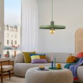LAMPAMI - lampa zielona wisząca pojedyncza, oświetlenie do jadalni nad stół, oświetlenie nad kanapą w salonie, lampa sufitowa do pokoju młodzieżowego, lampa sufitowa wisząca SILA GREEN PEAPOD 400