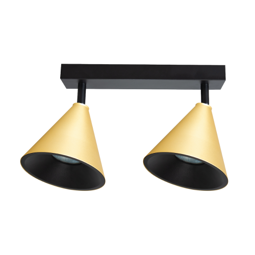 LAMPAMI - nowoczesna lampa do przedpokoju regulowana złota, oświetlenie na przedpokój, oświetlenie do kuchni, oświetlenie nad kanapą w salonie, oświetlenie sufitowe do sypialni, lampa sufitowa plafon Cone Spot