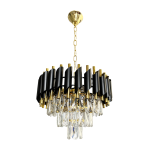Nowoczesny żyrandol do salonu z kryształkami 5xE14 CRISTAL GOLD BLACK 
