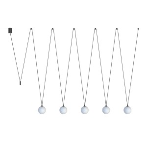 Podłużna lampa nad stół wisząca białe kule 120 cm 5xG9 SLING V