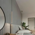 LAMPAMI - Lampa tuba wisząca beżowa, lampa sufitowa wisząca, oświetlenie nad kanapą w salonie, lampa nad barek w kuchni, oświetlenie nad wyspą w kuchni, lampa do sypialni wisząca przy łóżku, długa lampa wisząca tuba sufitowa PASTELO 1 taupe sollux