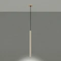 LAMPAMI - Lampa tuba wisząca beżowa, lampa sufitowa wisząca, oświetlenie nad kanapą w salonie, lampa nad barek w kuchni, oświetlenie nad wyspą w kuchni, lampa do sypialni wisząca przy łóżku, długa lampa wisząca tuba sufitowa PASTELO 1 taupe sollux