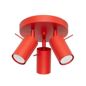 Czerwona lampa sufitowa na 3 żarówki 3xGU10 plafon sufitowy RING 3P spot czerwony