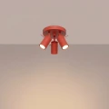 LAMPAMI - czerwona lampa sufitowa na 3 żarówki, plafon sufitowy spot, lampa sufitowa młodzieżowa, lampa dla dzieci sufitowa, lampa czerwona RING 3P czerwony sollux