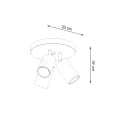 LAMPAMI - czerwona lampa sufitowa na 3 żarówki RING 3P czerwony sollux szkic