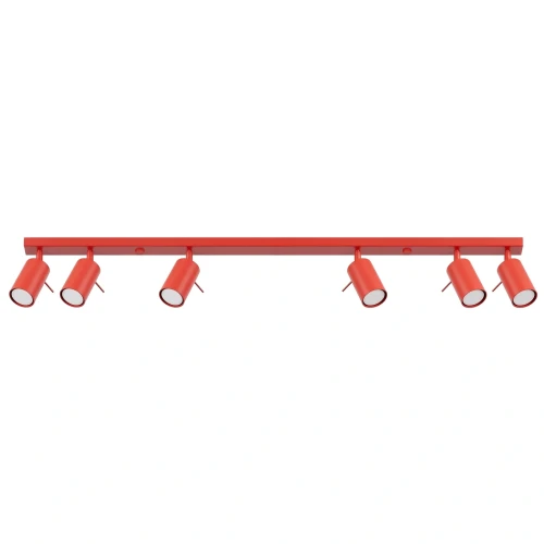 LAMPAMI - czerwona lampa sufitowa na listwie, plafon sufitowy, oświetlenie nad kanapą w salonie, lampa młodzieżowa sufitowa, listwa oświetleniowa do kuchni, lampa sufitowa podłużna, lampa wielopunktowa RING 6L sollux