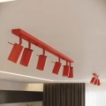 LAMPAMI - czerwona lampa sufitowa na listwie, plafon sufitowy, oświetlenie nad kanapą w salonie, lampa młodzieżowa sufitowa, listwa oświetleniowa do kuchni, lampa sufitowa podłużna, lampa wielopunktowa RING 6L sollux