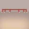 LAMPAMI - czerwona lampa sufitowa na listwie, plafon sufitowy, oświetlenie nad kanapą w salonie, lampa młodzieżowa sufitowa, listwa oświetleniowa do kuchni, lampa sufitowa podłużna, lampa wielopunktowa RING 6L sollux