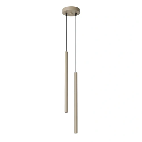 LAMPAMI - beżowa lampa sufitowa wisząca, tuby sufitowe, lampa dekoracyjna, podwójna lampa wisząca, lampa do kuchni nad wyspę, przytulna lampa do sypialni, oświetlenie nad kanapą w salonie PASTELO 2 taupe sollux
