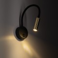 LAMPAMI - kinkiet ścienny z włącznikiem elastyczny czarny ze złotym, lampka nocna do czytania w łóżku, kinkiet nad łóżko czarny LAGOS BLACK GOLD