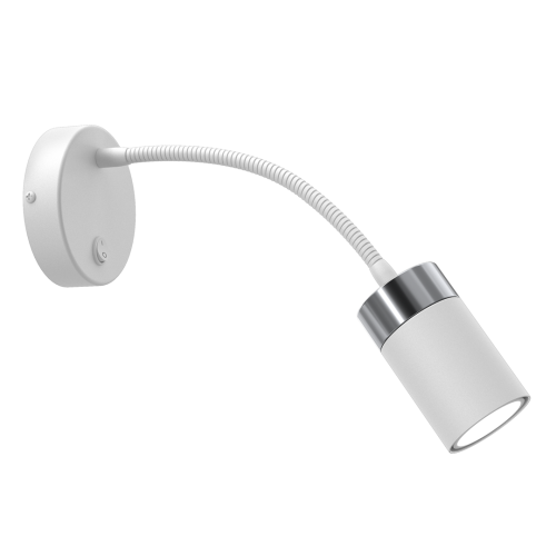 LAMPAMI - kinkiet z włącznikiem, elastyczna lampka do czytania książek, elegancki kinkiet ścienny z włącznikiem, oświetlenie nad kanapą w salonie, kinkiet nad łóżko, biały kinkiet ścienny  flex Joker