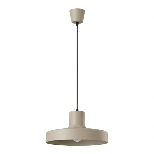 LAMPAMI - beżowa lampa do kuchni nowoczesna, metalowa lampa skandynawska, oświetlenie do jadalni nad stół, oświetlenie nad wyspę kuchenną, lampa nad barek, długa lampa wisząca, lampa do kuchni wisząca pojedyncza BILO taupe solux