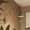 LAMPAMI - kinkiet ścienny z włącznikiem,  podwójny kinkiet ścienny, lampka nocna do czytania w łóżku, oświetlenie nad kanapą w salonie, kinkiet do pokoju młodzieżowego,  kinkiet regulowany z wysięgnikiem NOX 2 zielona oliwka sollux