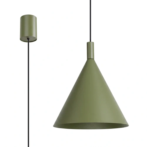 LAMPAMI - lampa sufitowa wisząca, długa lampa wisząca pojedyncza, lampa do kuchni sufitowa, lampa nad stół, lampa nad wyspę kuchenną, lampa do pokoju młodzieżowego, metalowa lampa wisząca NOX 25 zielona oliwka sollux