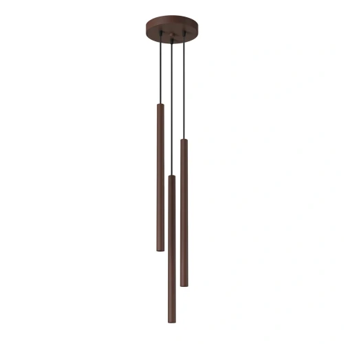 LAMPAMI - brązowa lampa wisząca potrójna, stylowa lampa do salonu, tuby sufitowe wiszące, metalowa lampa wisząca, lampa do jadalni, lampa nad barek, oświetlenie nad kanapą w salonie, oświetlenie nad wyspą kuchenną PASTELO 3P sollux