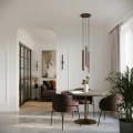 LAMPAMI - brązowa lampa wisząca potrójna, stylowa lampa do salonu, tuby sufitowe wiszące, metalowa lampa wisząca, lampa do jadalni, lampa nad barek, oświetlenie nad kanapą w salonie, oświetlenie nad wyspą kuchenną PASTELO 3P sollux