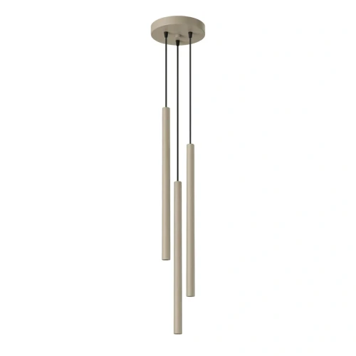 LAMPAMI - beżowa lampa wisząca potrójna, tuby sufitowe, nowoczesne oświetlenie sufitowe, lampa do jadalni wisząca, lampa do salonu, lampa nad barek w kuchni, lampa potrójna wisząca beżowa PASTELO 3P taupe sollux
