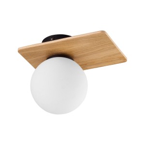 Lampa sufitowa z drewnem klosz mleczna kula 1xG9 BIANCA WOOD