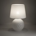LAMPAMI - lampa stojąca do salonu nowoczesna biała, lampa do salonu na komodę, lampka nocna do sypialni stojąca, lampka nocna stojąca, lampa stołowa z abażurem SANTANA WHITE