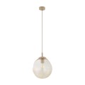 LAMPAMI - lampa wisząca kula szklana nieregularna bursztynowa, przytulna lampa do sypialni,  klosz kula szklana, lampa do kuchni wisząca nad wyspą, modna lampa do salonu, lampa wisząca pojedyncza, oświetlenie dekoracyjne do salonu LAVA M SABIA