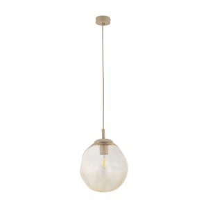 Lampa wisząca kula szklana nieregularna bursztynowa 175 cm LAVA M 1xE27 beżowa SABIA