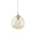 LAMPAMI - lampa wisząca kula szklana nieregularna bursztynowa, przytulna lampa do sypialni,  klosz kula szklana, lampa do kuchni wisząca nad wyspą, modna lampa do salonu, lampa wisząca pojedyncza, oświetlenie dekoracyjne do salonu LAVA M SABIA
