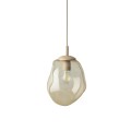 LAMPAMI - lampa wisząca kula szklana nieregularna bursztynowa, przytulna lampa do sypialni,  klosz kula szklana, lampa do kuchni wisząca nad wyspą, modna lampa do salonu, lampa wisząca pojedyncza, oświetlenie dekoracyjne do salonu LAVA M SABIA