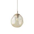 LAMPAMI - lampa wisząca kula szklana nieregularna bursztynowa, przytulna lampa do sypialni,  klosz kula szklana, lampa do kuchni wisząca nad wyspą, modna lampa do salonu, lampa wisząca pojedyncza, oświetlenie dekoracyjne do salonu LAVA M SABIA