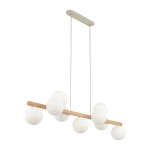 Lampa sufitowa kule białe z drewnem 1250 cm 9xG9 ESTERA WOOD