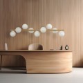 LAMPAMI - lampa sufitowa kule białe, lampa sufitowa kule, lampa do jadalni, lampa nad wyspę kuchenną, duży żyrandol kule nowoczesny ESTERA WOOD